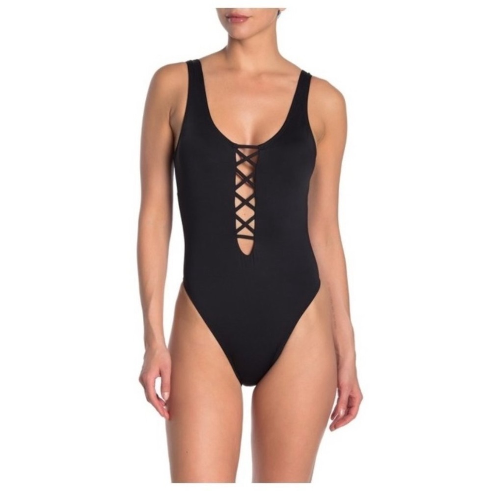 The Bikini Lab Solid Criss-Cross One-Piece Swimsuit NWOT